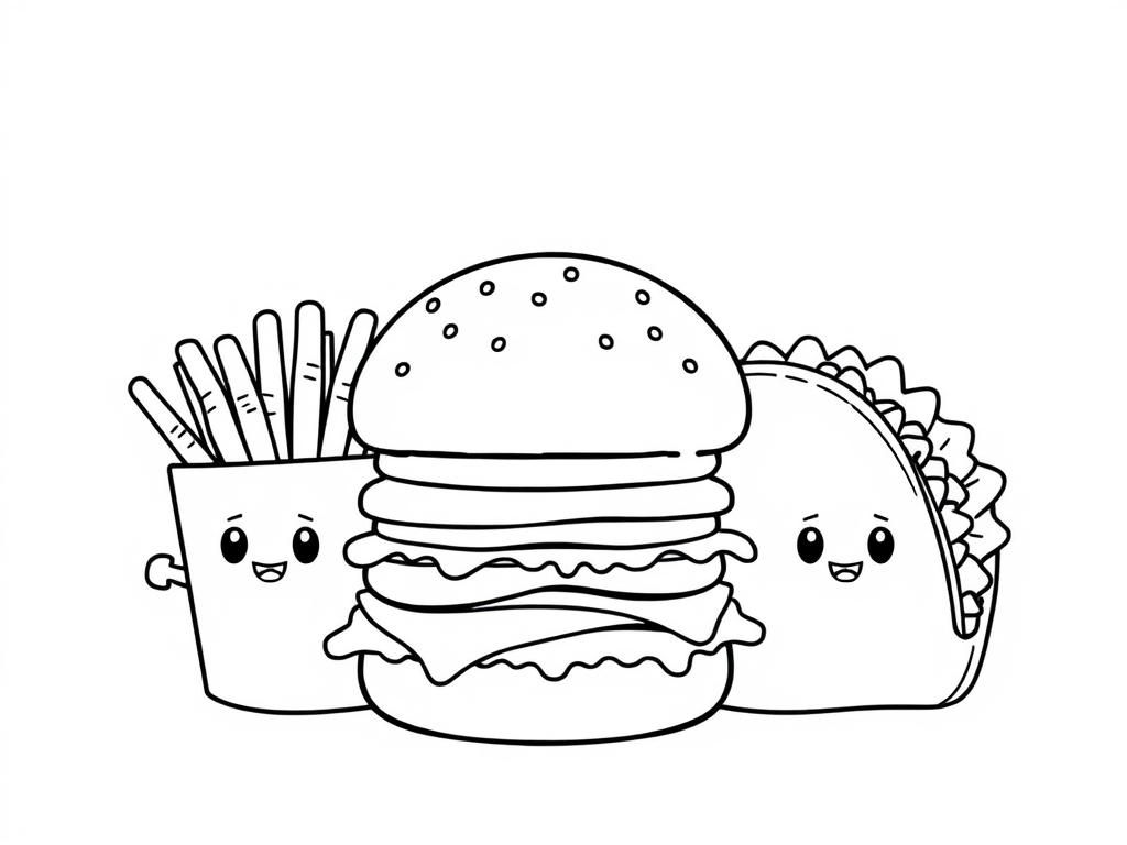 Lachende fastfood kleurplaat