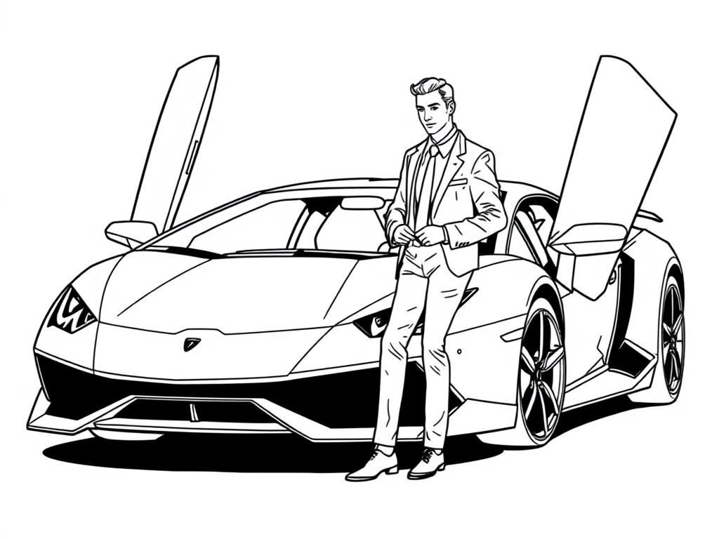 Preview of business man getting into a Lamborghini