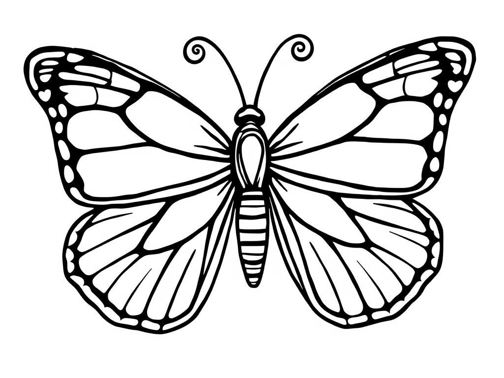 Coloring Page of a Beautiful Butterfly