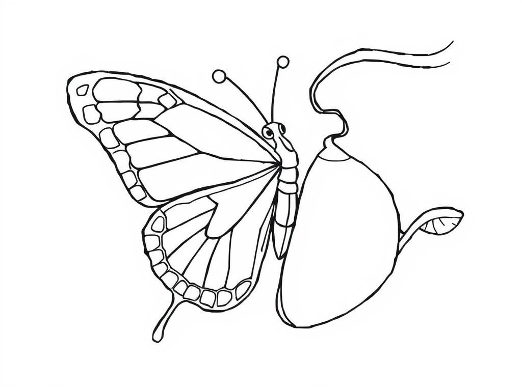 Butterfly Coloring Page with Flower