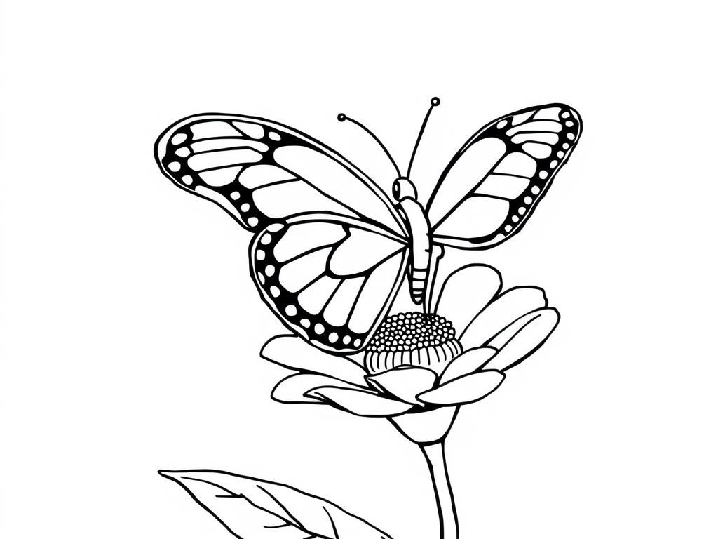 Butterfly on Flower Coloring Page
