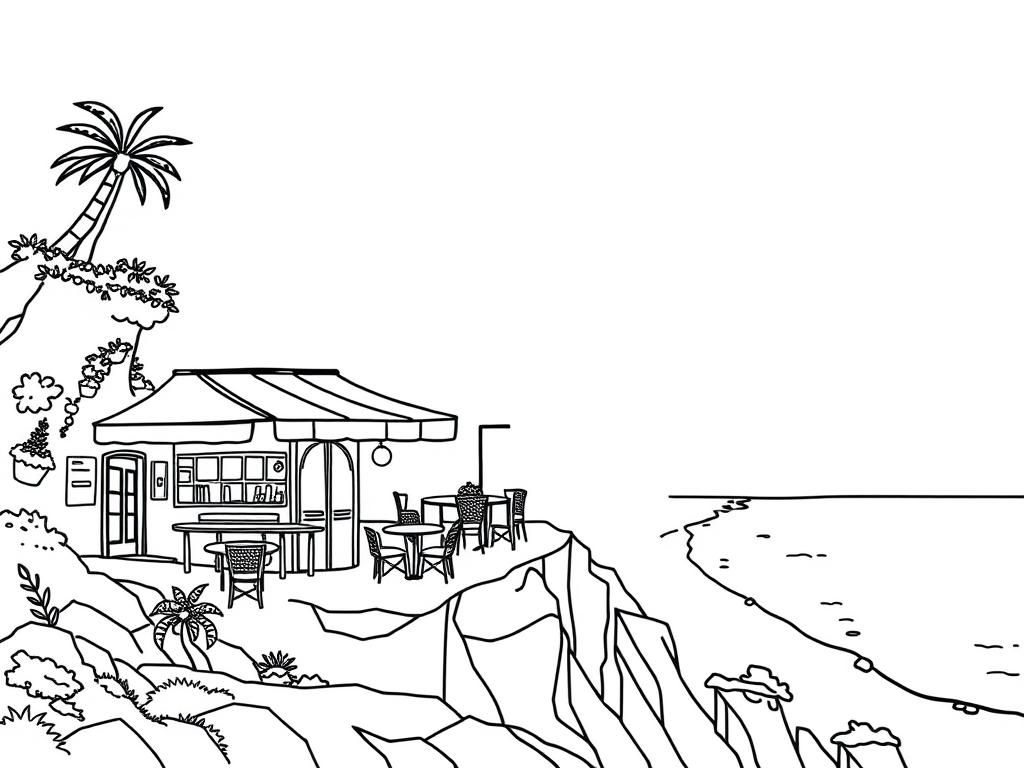 Coastal Cafe Coloring Page