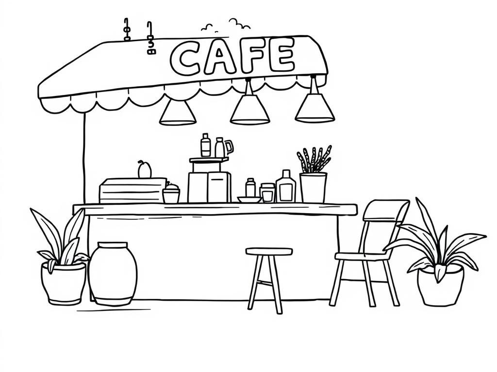 Cafe Coloring Page