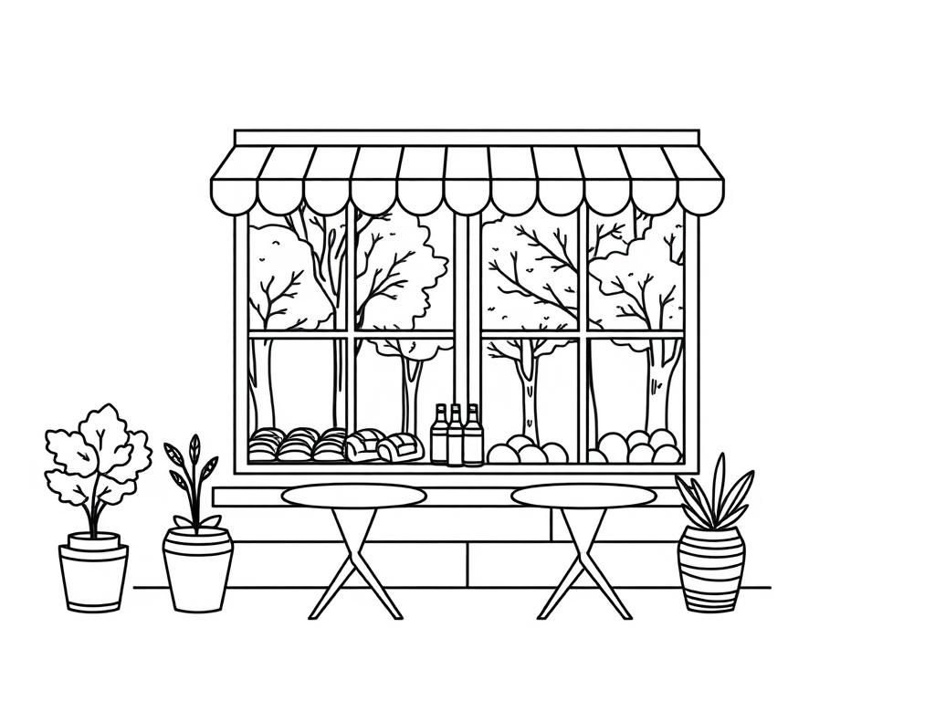 Bakery Storefront Coloring Page