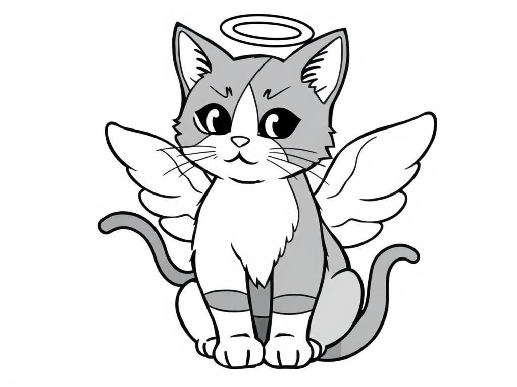 Angel Cat Coloring Page