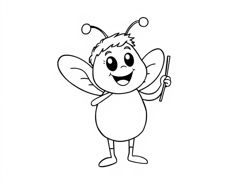 Cute Bee Coloring Page