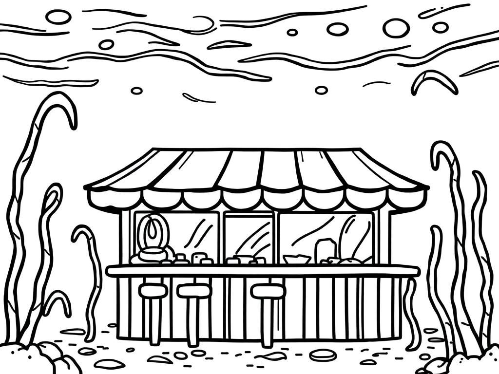 Underwater Food Stand Coloring Page