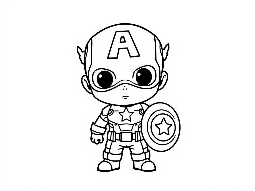 captain america chibi - Free Printable Coloring Page
