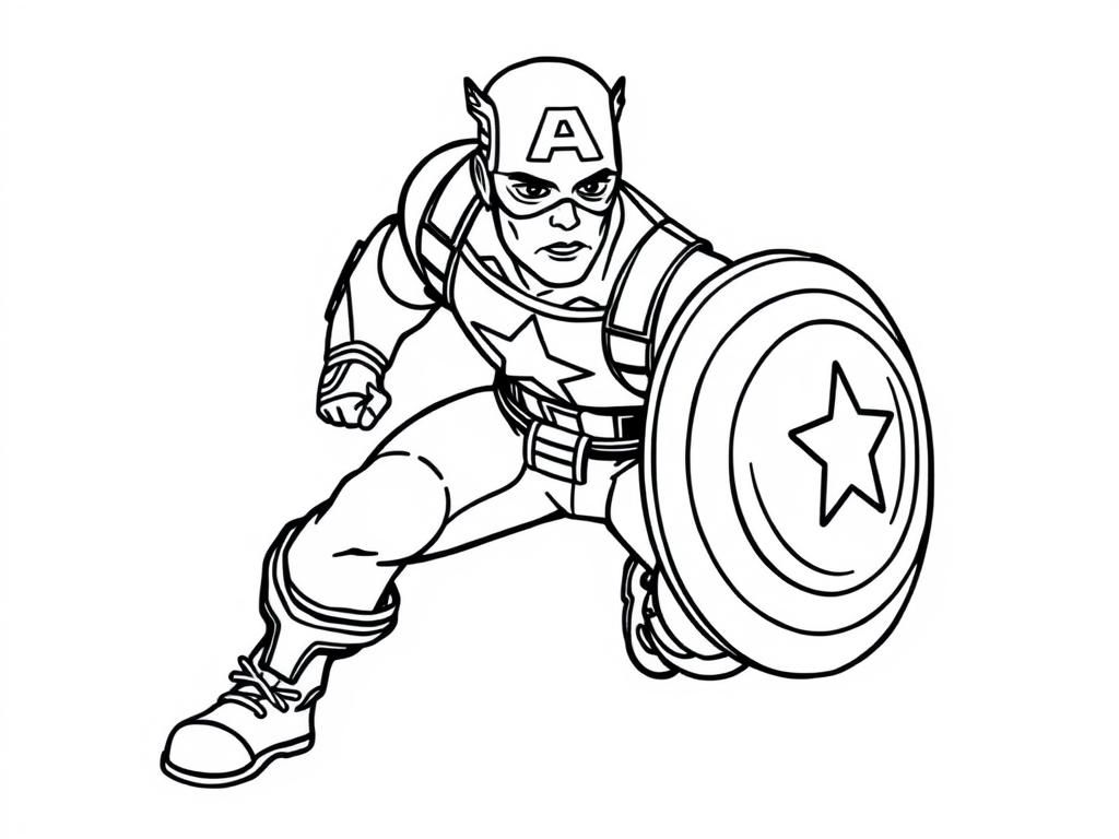captain america - Free Printable Coloring Page