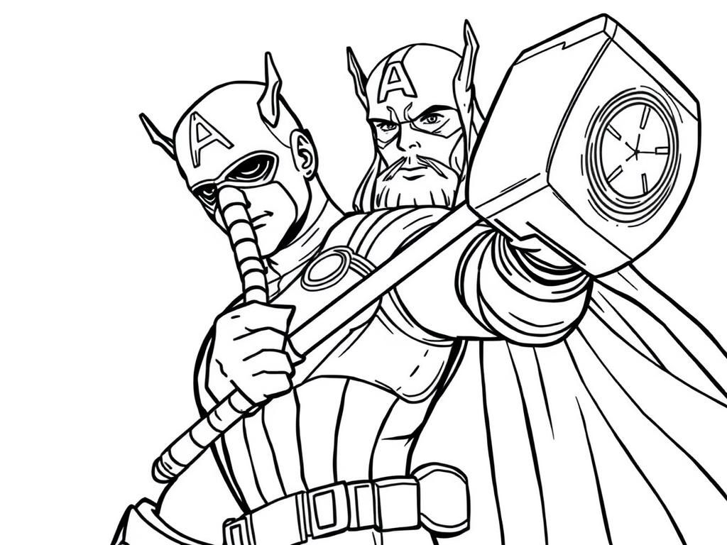 Preview of Captain America  holding Thor’s hammer