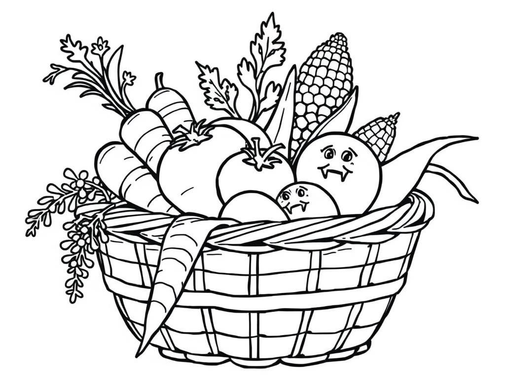 Preview of carrots, tomatoes, and corn inside a basket