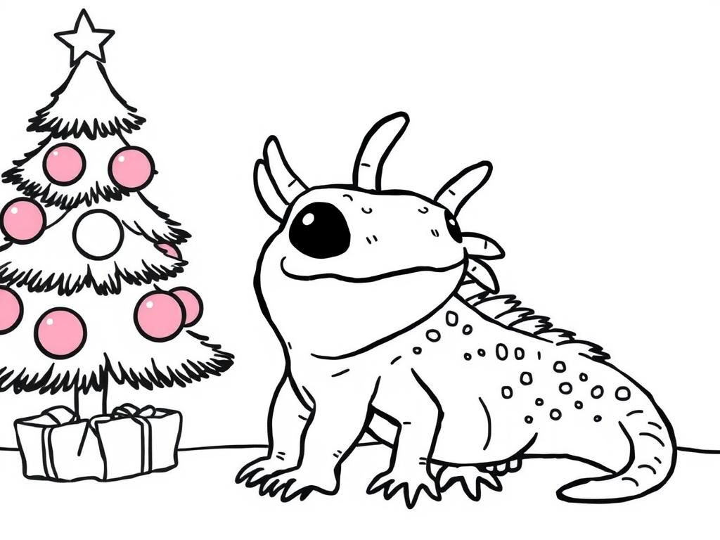 Dragon Christmas Coloring Page