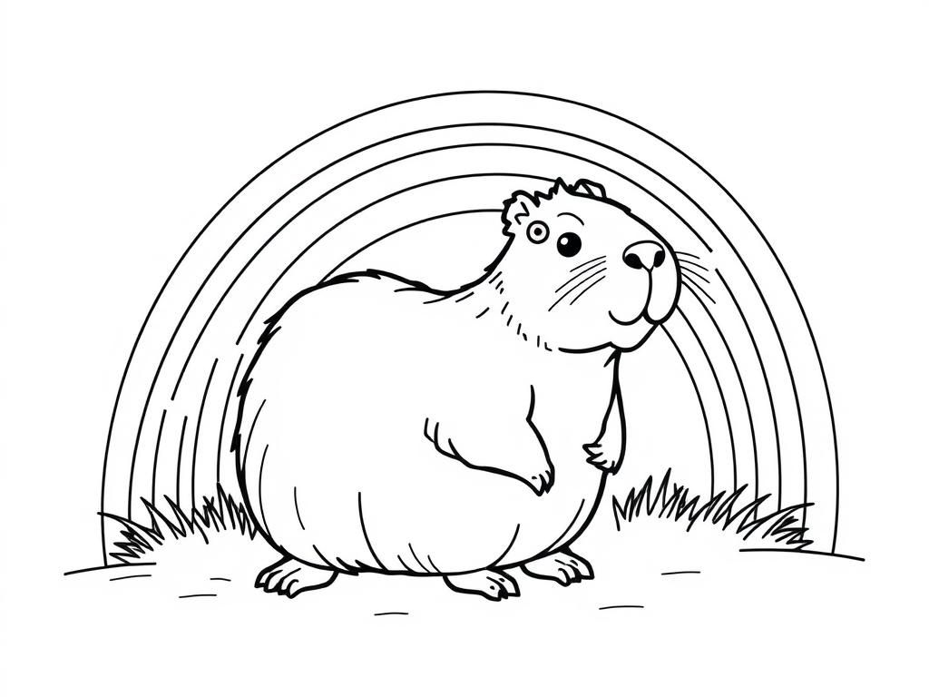 Preview of cartoon capybara and rainbow