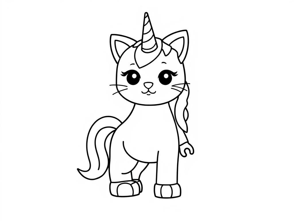 Cat-icorn Coloring Page for Kids