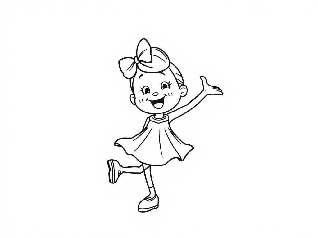 Coloring Page of a Twirling Girl