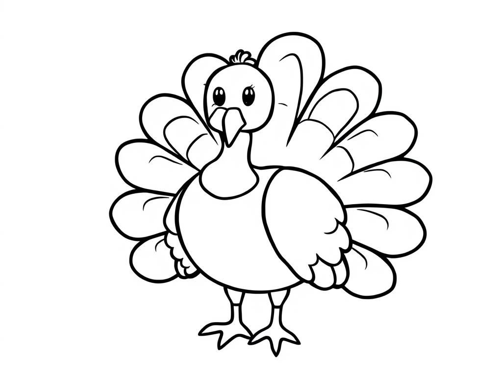Cute Turkey Coloring Page