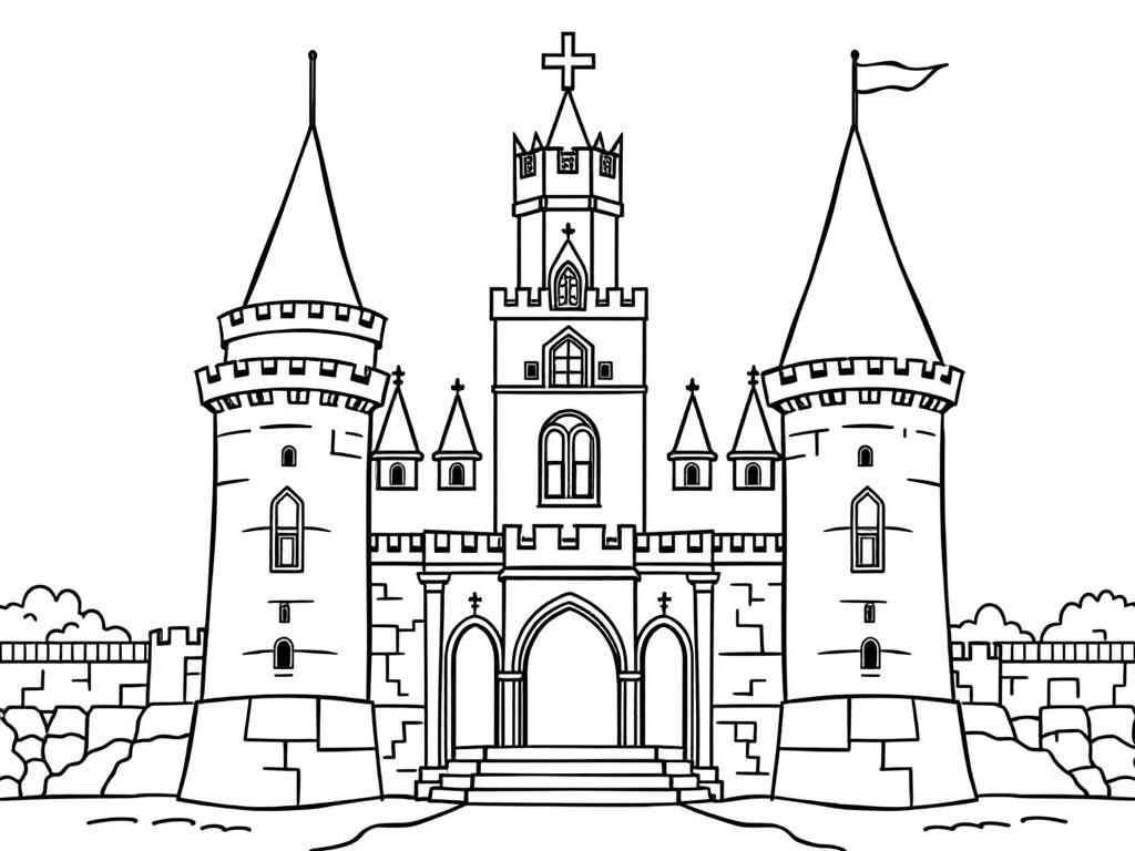 Medieval Castle Coloring Page