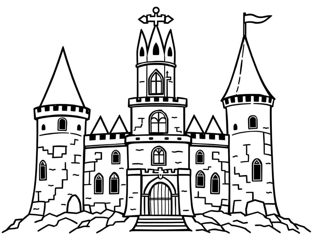 Medieval Castle Coloring Page