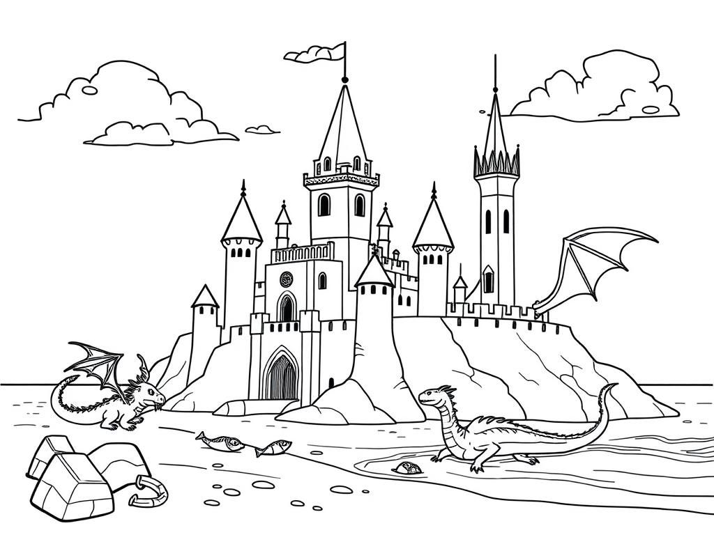 Castles and dragons on the beach