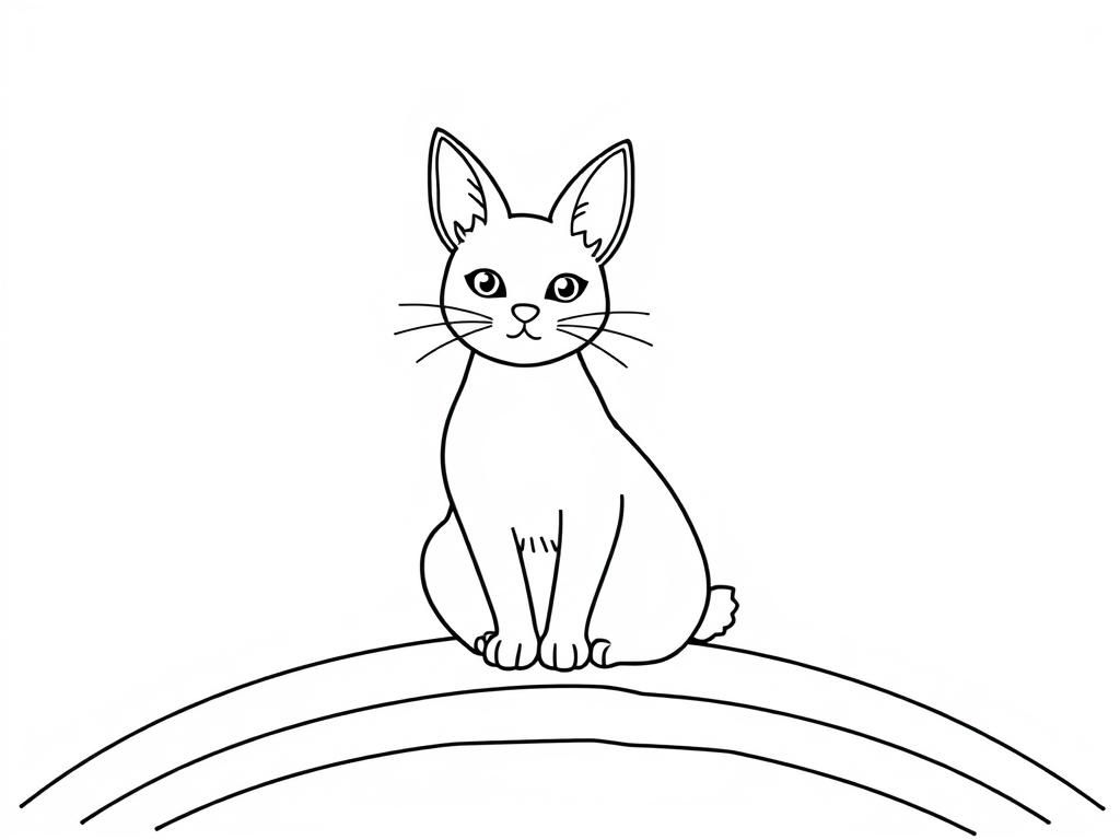 Coloring Page of a Cute Cat