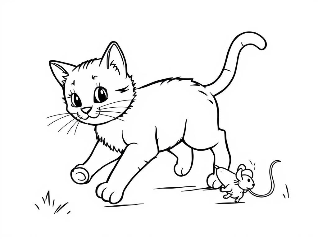 Kleurplaat Kat en Muis