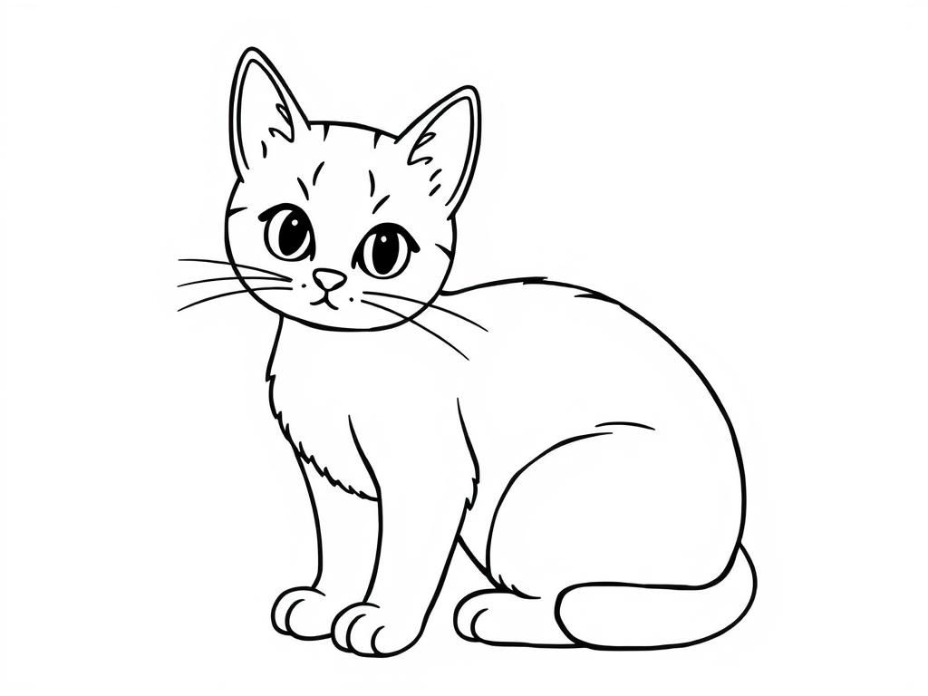 Coloring Page of a Cute Cat