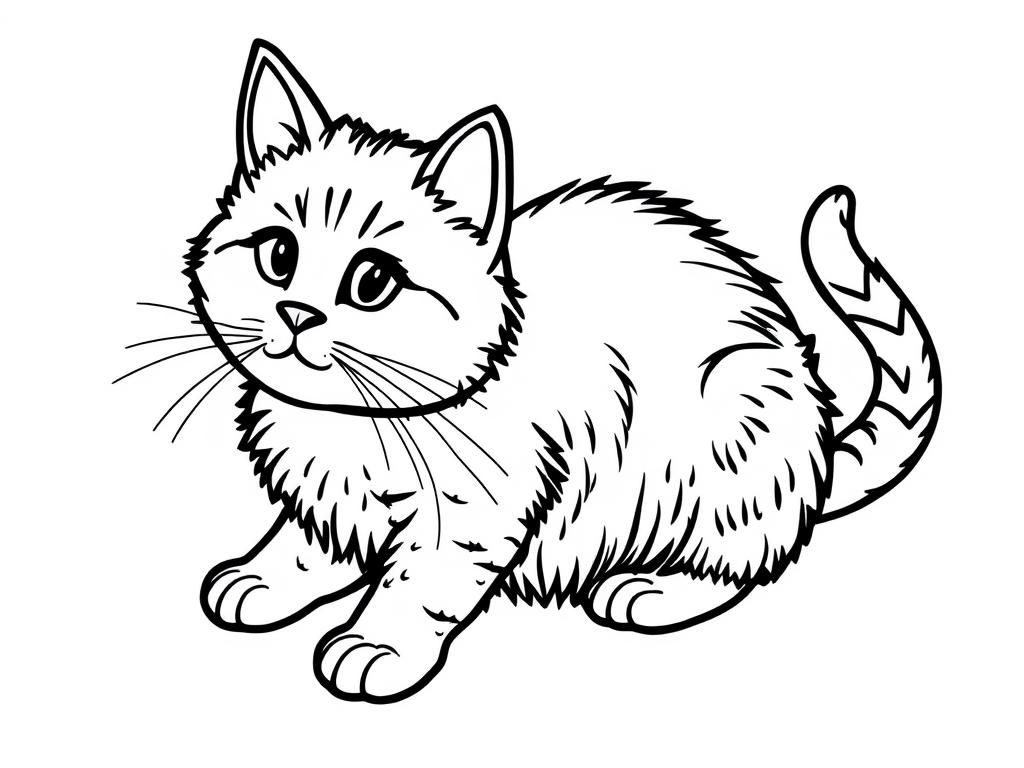 Colorful Kitten Coloring Page