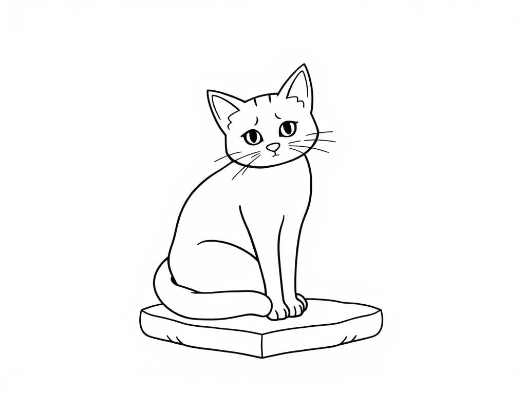 Cute Cat Coloring Page