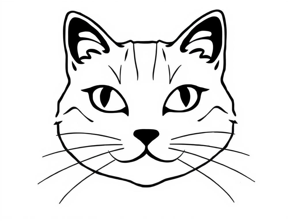 cat face silhouette - Free Printable Coloring Page