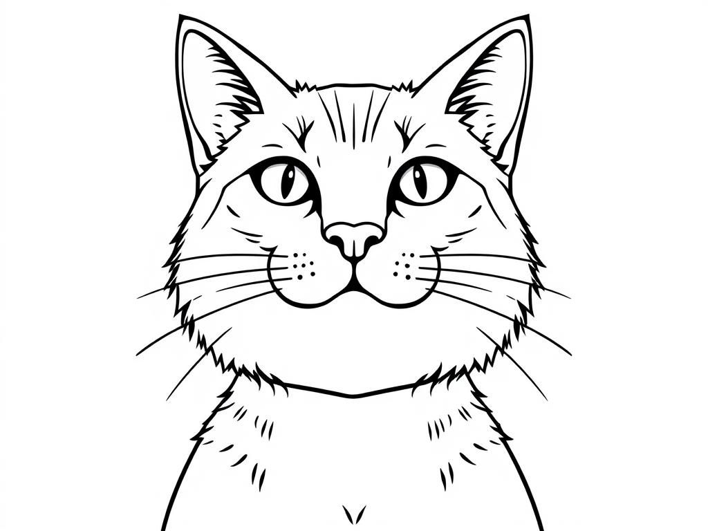 Whimsical Cat Coloring Page