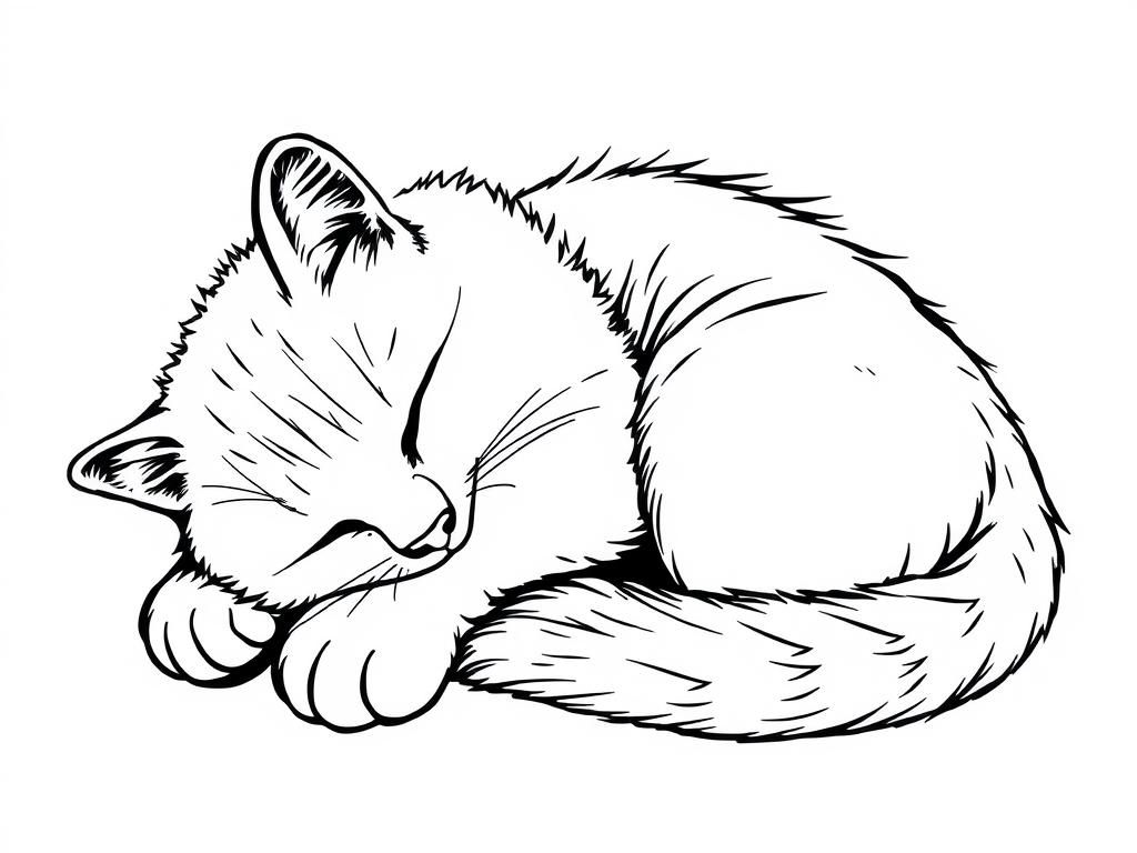 Cat nap in detail - Free Printable Coloring Page