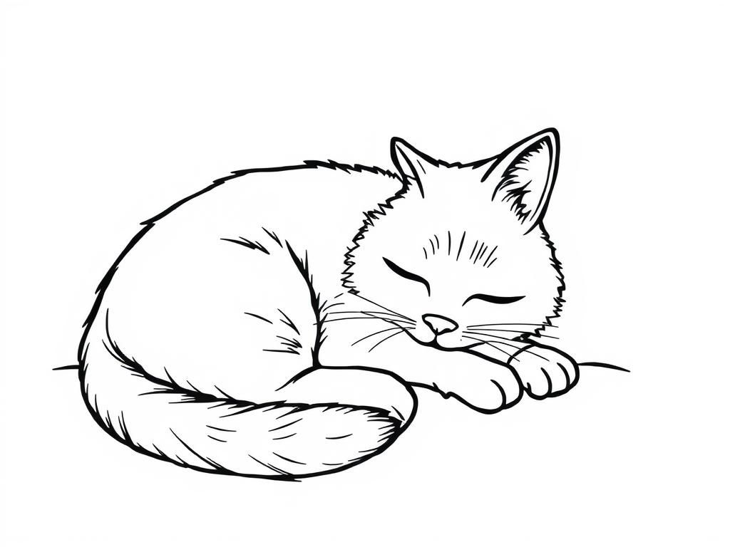 Sleeping Cat Coloring Page