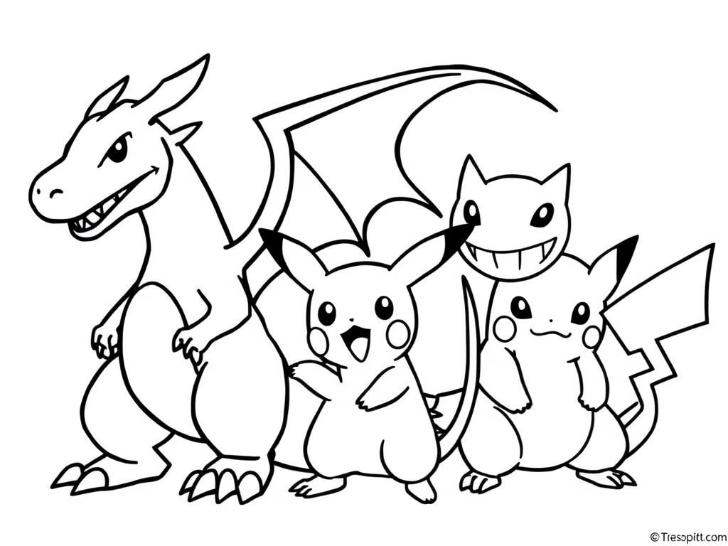 Pokemon Friends Coloring Page