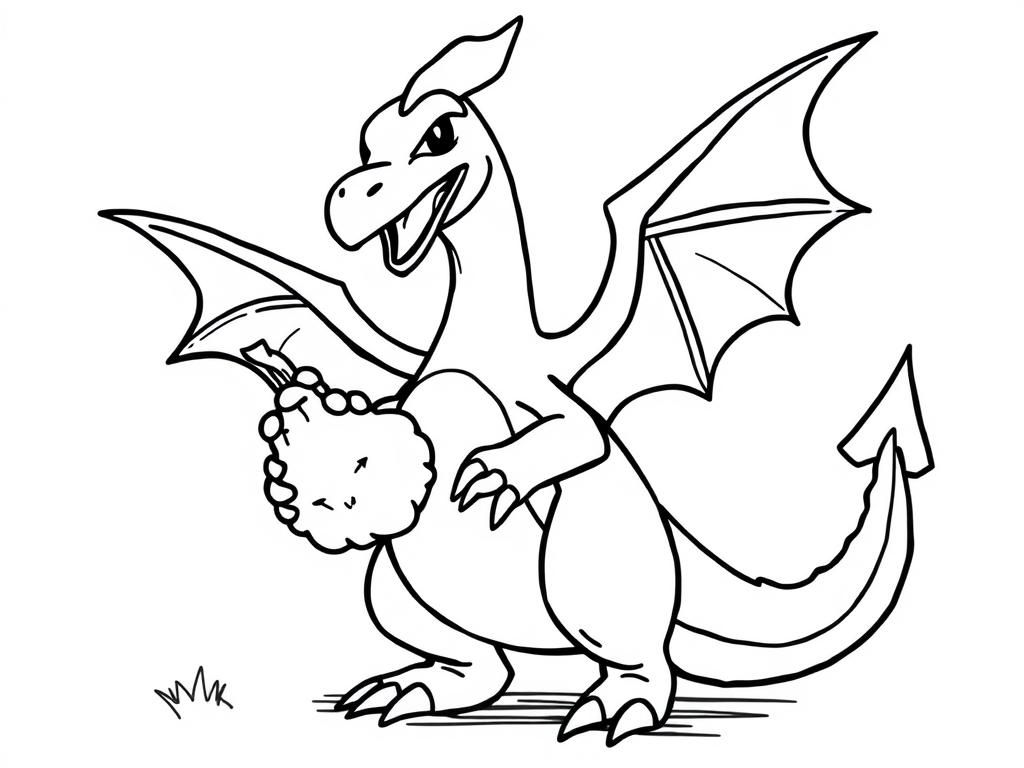 Dragon Holding Christmas Tree Coloring Page