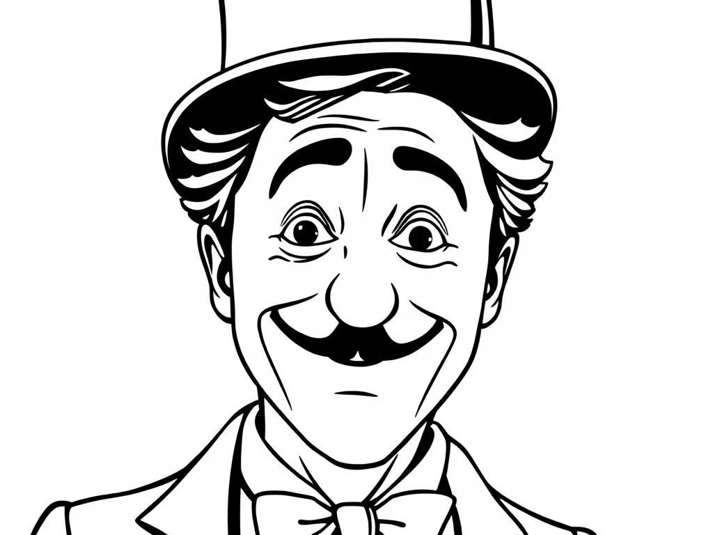 charlie chaplin realistc - Free Printable Coloring Page