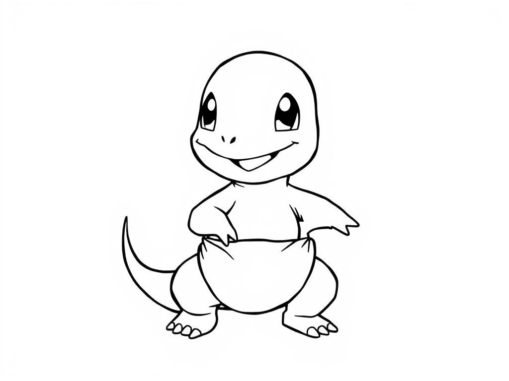 Charmander in a diaper - Free Printable Coloring Page