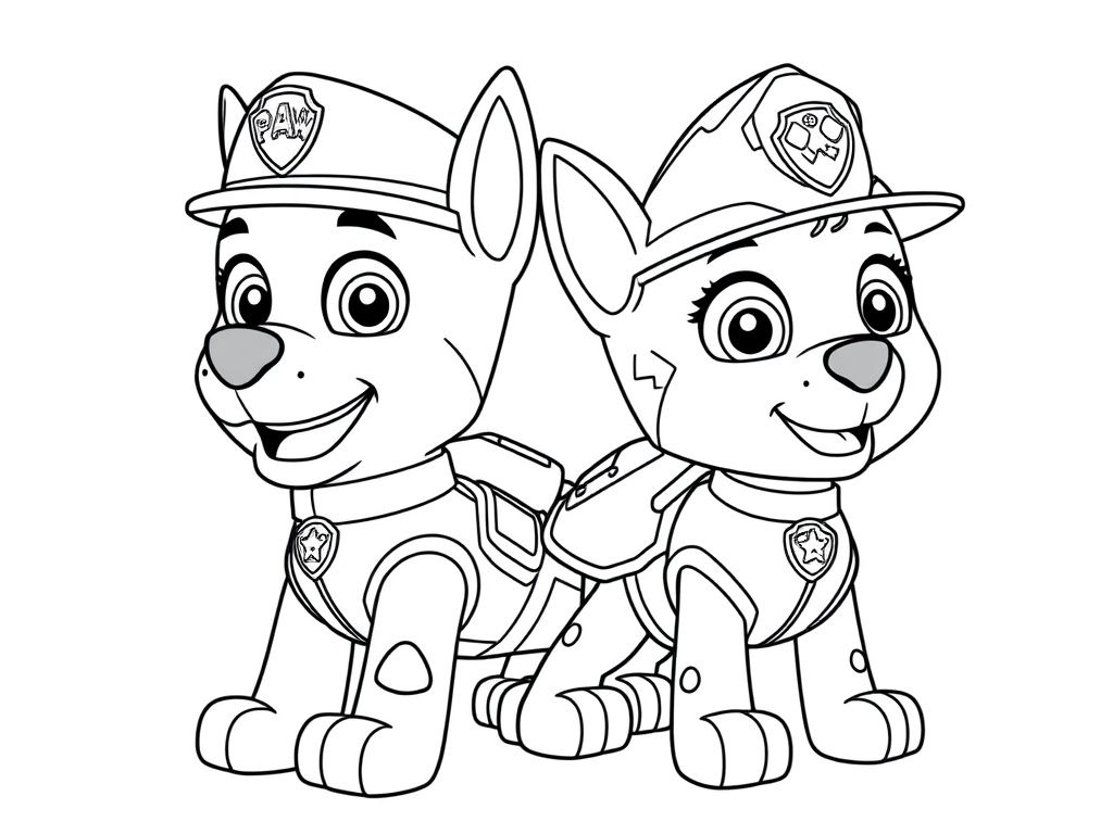 Paw Patrol Police Dogs Coloring Page