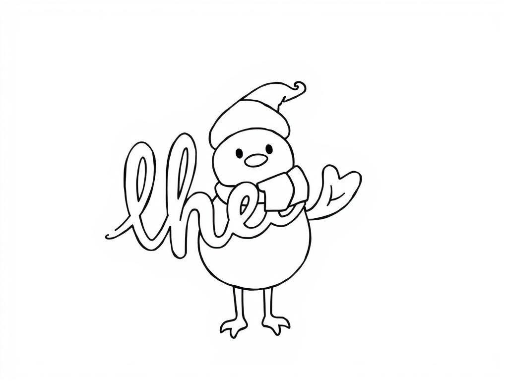 Bird with Heart Coloring Page