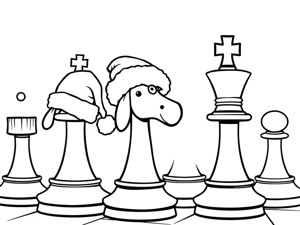 Preview of chess pieces in Santa hats