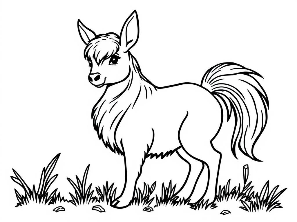 Coloring Page of a Cartoon Horse