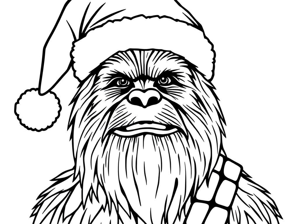 Chewbacca Santa Hat Coloring Page