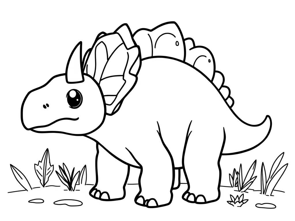 Friendly Stegosaurus Dinosaur Coloring Page