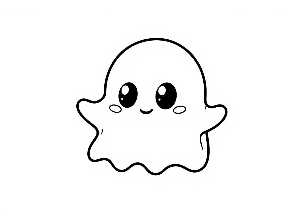 Chibi ghost - Free Printable Coloring Page