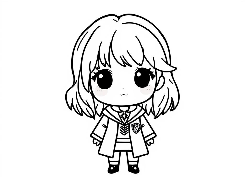 Preview of chibi hermione wearing hogwarts uniform with gryffindor insignia