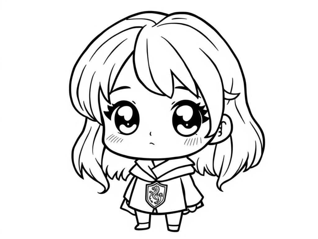 Preview of chibi hermione wearing hogwarts uniform with gryffindor insignia