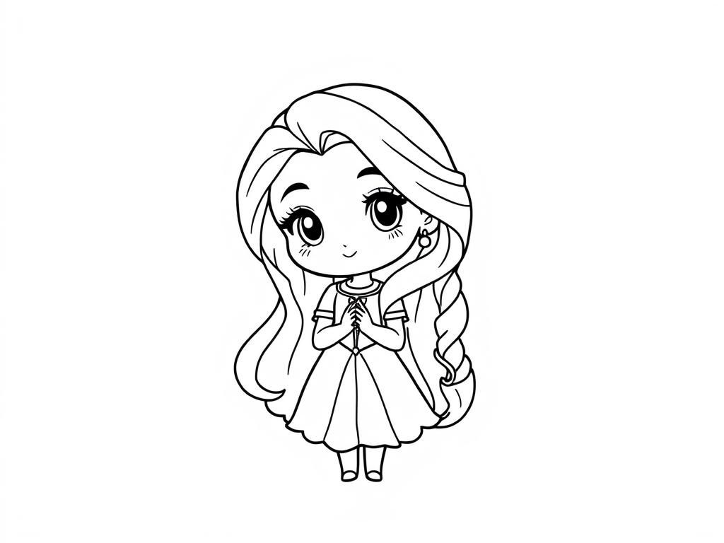 chibi rapunzel coloring page - Free Printable Coloring Page