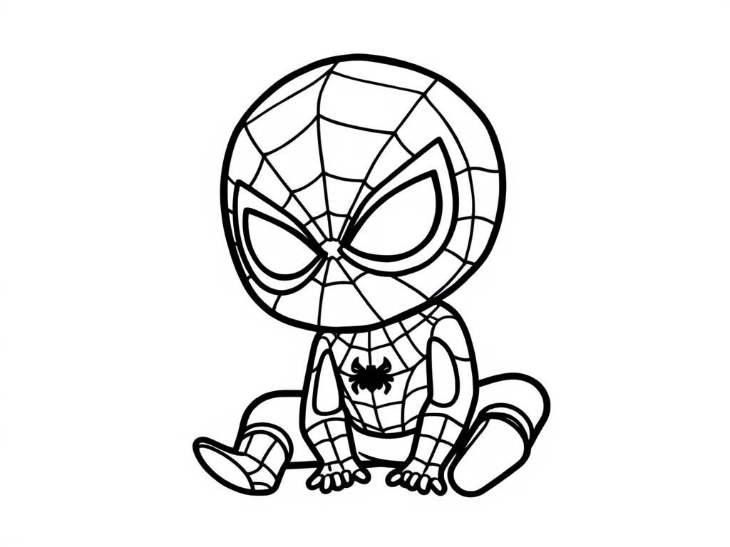 Baby Spiderman kleurplaat