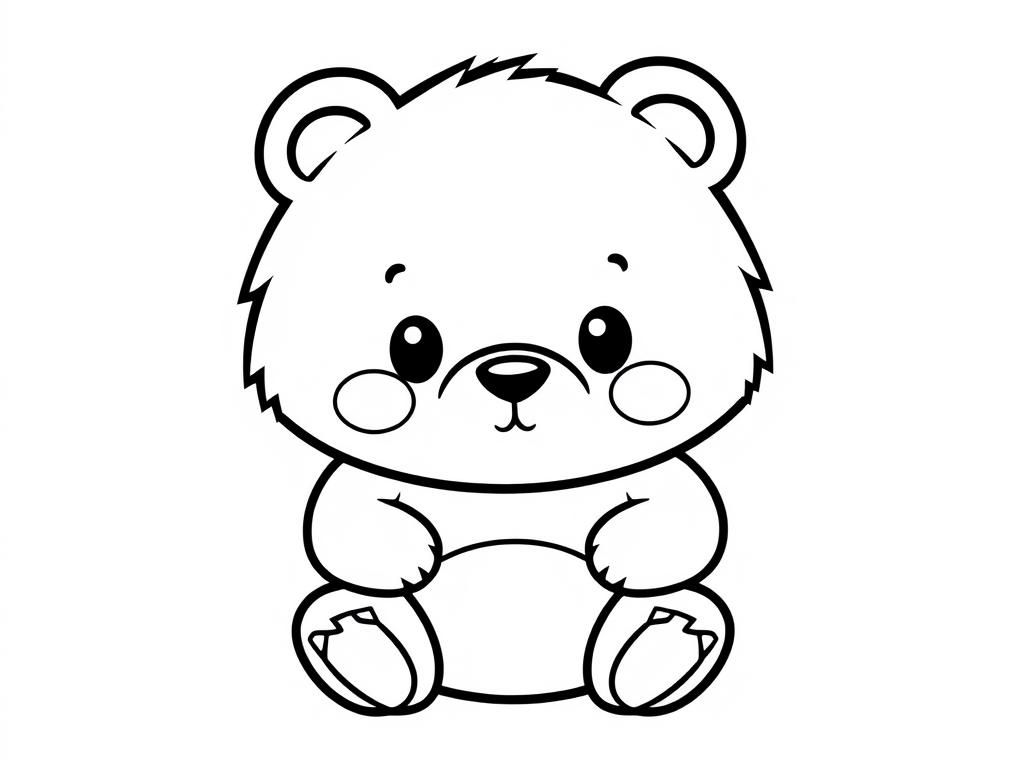 Coloring Page of a Cute Cartoon Bear