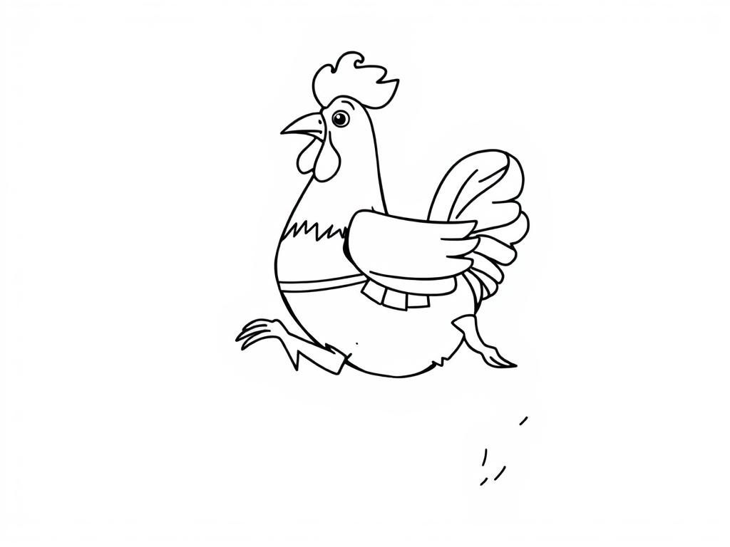 Coloring Page of a Rooster: A Fun Black and White Illustration for Kids and Adults Alike