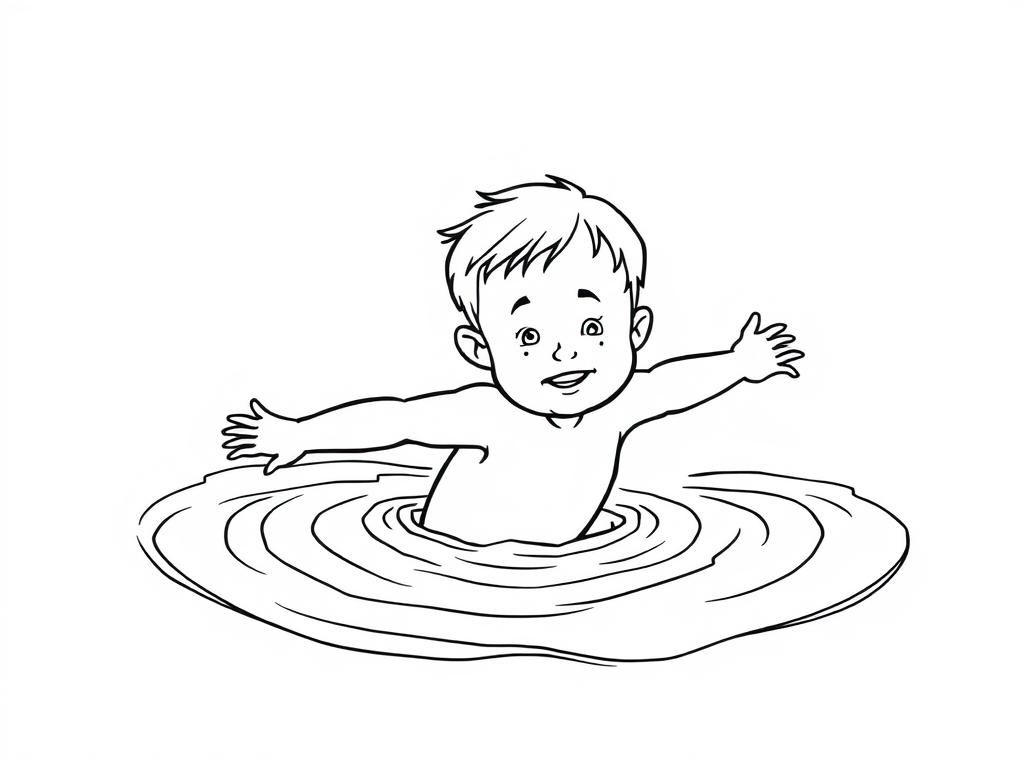 Boy Swimming Coloring Page